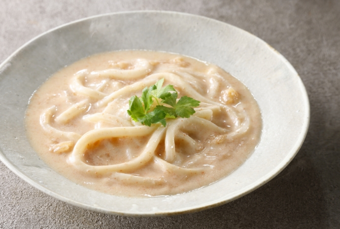 明太子クリームのおうどん
