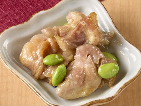 鶏肉と枝豆のアヒージョ仕立て
